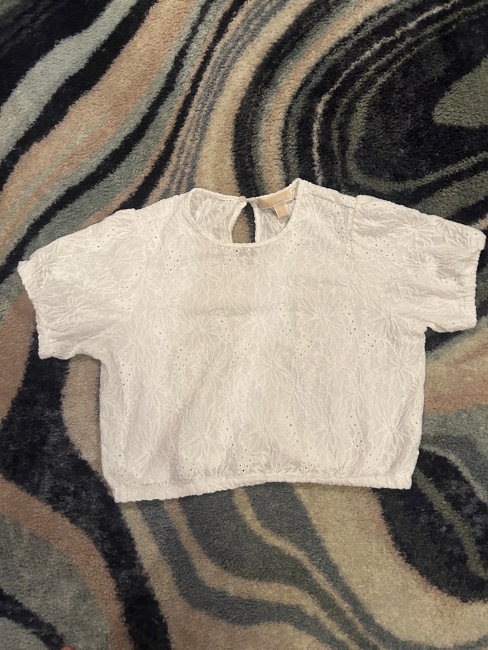 MICHAEL Michael Kors White Eyelet Floral Top